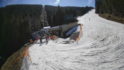 Modrá sjezdovka - dojezd k lanové dráze