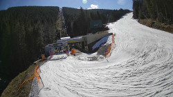 Modrá sjezdovka - dojezd k lanové dráze