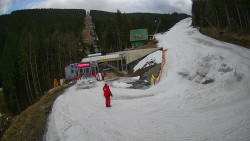 Modrá sjezdovka - dojezd k lanové dráze