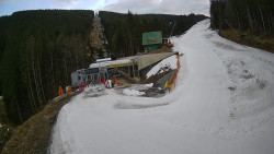 Modrá sjezdovka - dojezd k lanové dráze