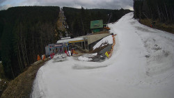 Modrá sjezdovka - dojezd k lanové dráze