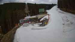 Modrá sjezdovka - dojezd k lanové dráze