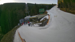 Modrá sjezdovka - dojezd k lanové dráze