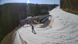 Modrá sjezdovka - dojezd k lanové dráze