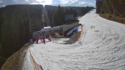 Modrá sjezdovka - dojezd k lanové dráze