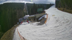 Modrá sjezdovka - dojezd k lanové dráze