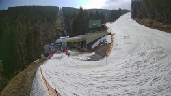 Modrá sjezdovka - dojezd k lanové dráze