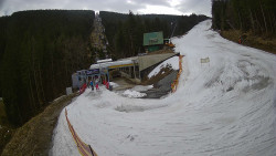 Modrá sjezdovka - dojezd k lanové dráze