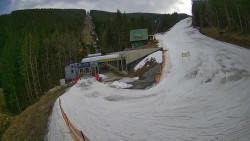 Modrá sjezdovka - dojezd k lanové dráze