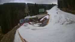 Modrá sjezdovka - dojezd k lanové dráze