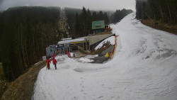 Modrá sjezdovka - dojezd k lanové dráze