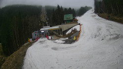 Modrá sjezdovka - dojezd k lanové dráze