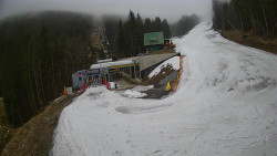 Modrá sjezdovka - dojezd k lanové dráze