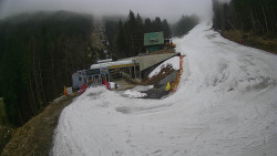 Modrá sjezdovka - dojezd k lanové dráze