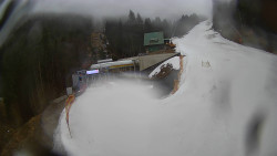 Modrá sjezdovka - dojezd k lanové dráze