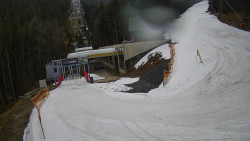 Modrá sjezdovka - dojezd k lanové dráze