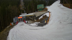 Modrá sjezdovka - dojezd k lanové dráze