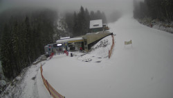 Modrá sjezdovka - dojezd k lanové dráze