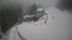 Modrá sjezdovka - dojezd k lanové dráze