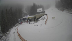 Modrá sjezdovka - dojezd k lanové dráze