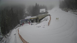 Modrá sjezdovka - dojezd k lanové dráze