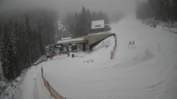 Modrá sjezdovka - dojezd k lanové dráze