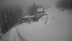 Modrá sjezdovka - dojezd k lanové dráze