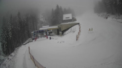 Modrá sjezdovka - dojezd k lanové dráze