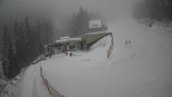 Modrá sjezdovka - dojezd k lanové dráze