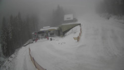 Modrá sjezdovka - dojezd k lanové dráze