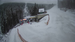 Modrá sjezdovka - dojezd k lanové dráze