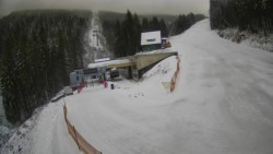 Modrá sjezdovka - dojezd k lanové dráze