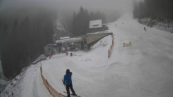 Modrá sjezdovka - dojezd k lanové dráze