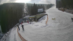 Modrá sjezdovka - dojezd k lanové dráze