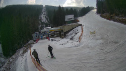 Modrá sjezdovka - dojezd k lanové dráze