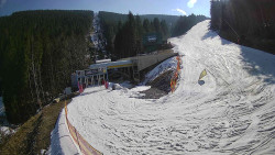 Modrá sjezdovka - dojezd k lanové dráze