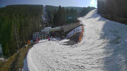 Modrá sjezdovka - dojezd k lanové dráze