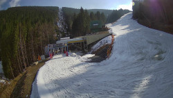 Modrá sjezdovka - dojezd k lanové dráze