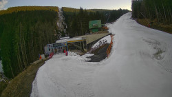 Modrá sjezdovka - dojezd k lanové dráze