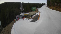 Modrá sjezdovka - dojezd k lanové dráze