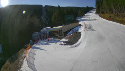 Modrá sjezdovka - dojezd k lanové dráze