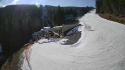 Modrá sjezdovka - dojezd k lanové dráze