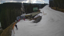 Modrá sjezdovka - dojezd k lanové dráze