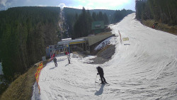 Modrá sjezdovka - dojezd k lanové dráze