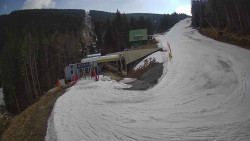 Modrá sjezdovka - dojezd k lanové dráze