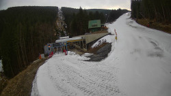 Modrá sjezdovka - dojezd k lanové dráze