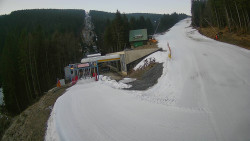 Modrá sjezdovka - dojezd k lanové dráze