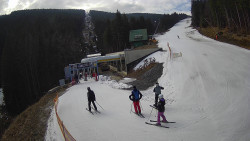 Modrá sjezdovka - dojezd k lanové dráze