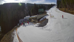 Modrá sjezdovka - dojezd k lanové dráze