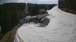 Modrá sjezdovka - dojezd k lanové dráze